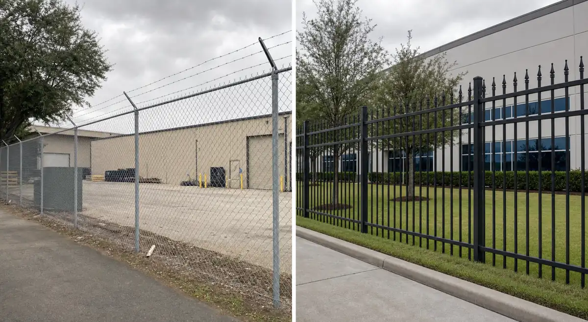 Commercial Chain Link vs Ornamental Iron Fence in Houston, TX
