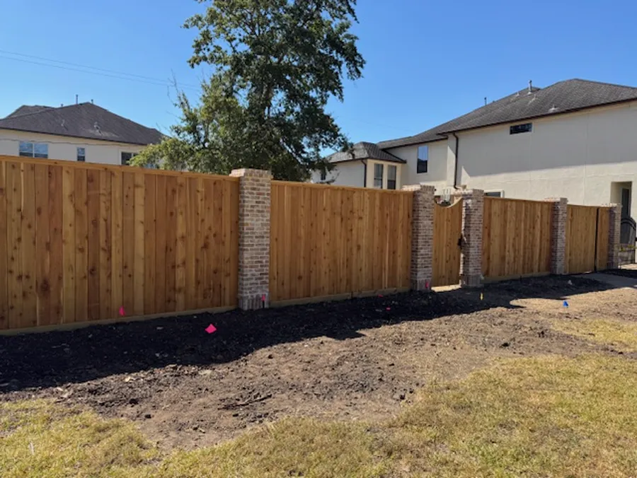 Brick Columns and Wood — Griffin Fence Houston, TX